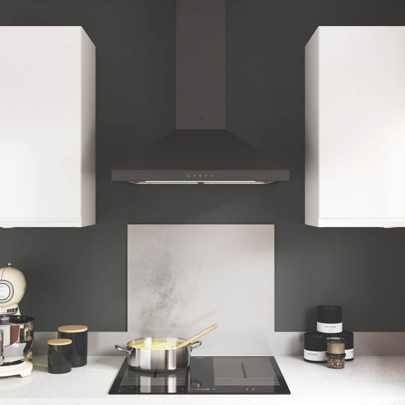 Cooker Hood Extractor Fan Kitchen Chimney Black Touch Control 5 Speeds 59.8cm - Image 3