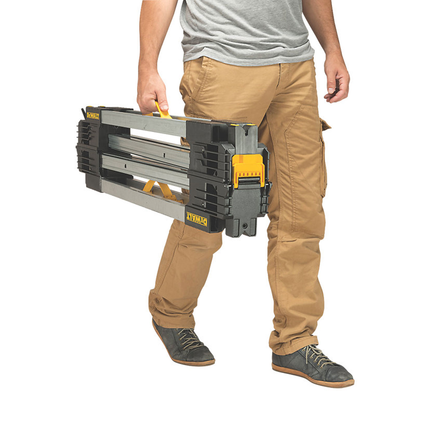 DeWalt Saw Horse 111cm Metal Heavy Duty Portable Sturdy 900kg Capacity Twin Pack - Image 5
