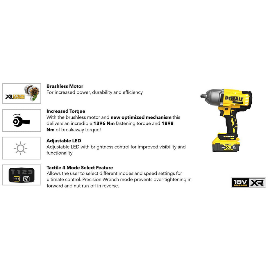 DeWalt Impact Wrench Cordless 18V DCF900P2T-GB Brushless Compact Body Only - Image 6