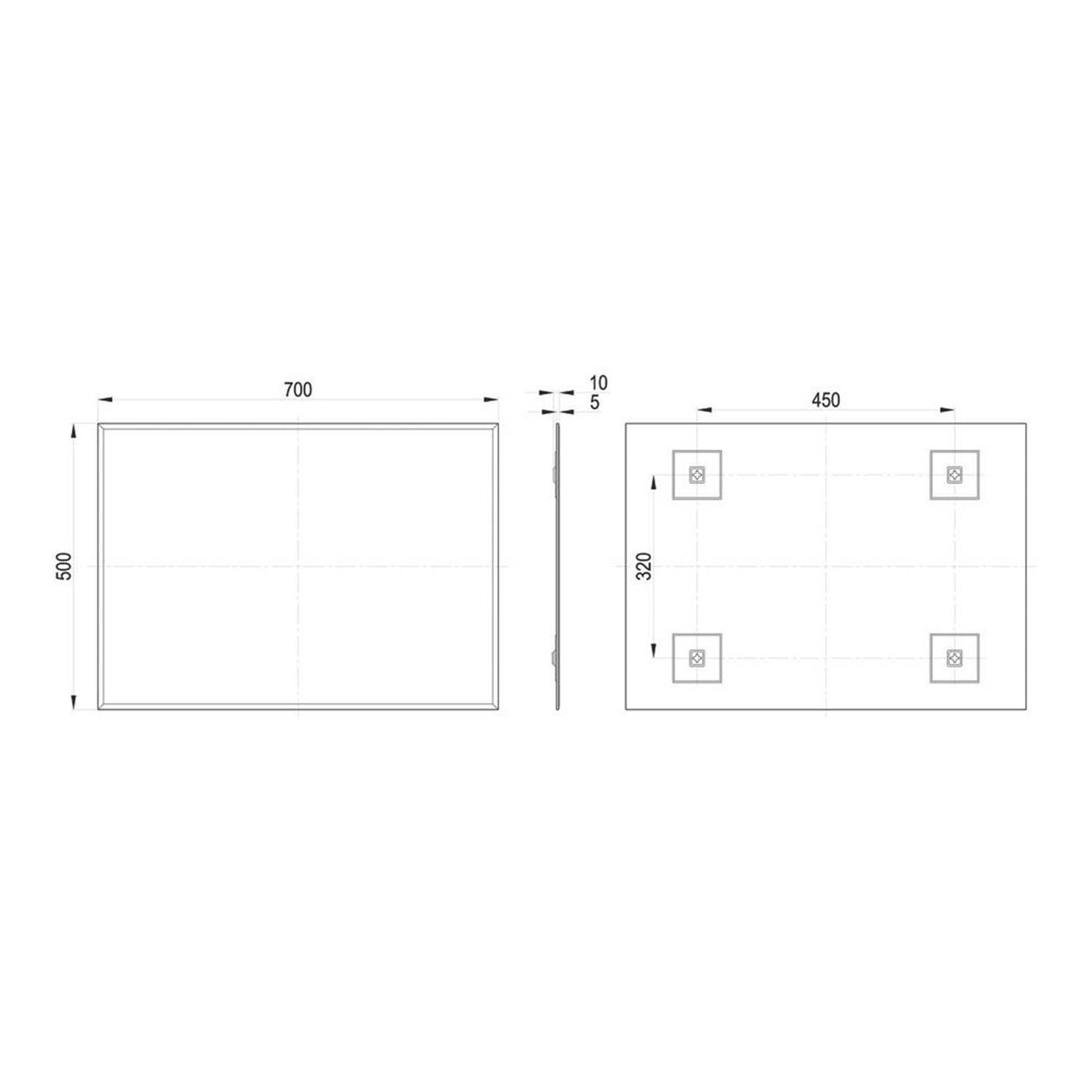 Nevarda Bathroom Mirror Plain 500mm x 10mm x 700mm - Image 2