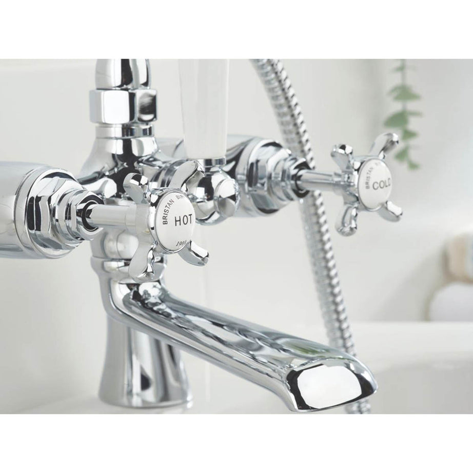 Bristan Shower Mixer Tap Dual Control Manual Brass Chrome Deck Mounted 345mm - Image 4