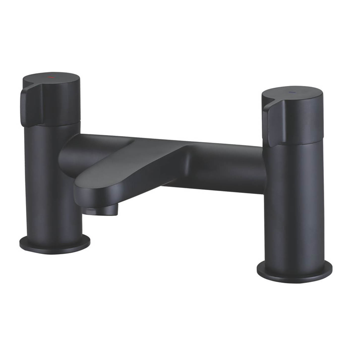 Swirl Bath Filler Tap Mixer Black Dual Lever 1/4 Turn Modern Bathroom Faucet - Image 1