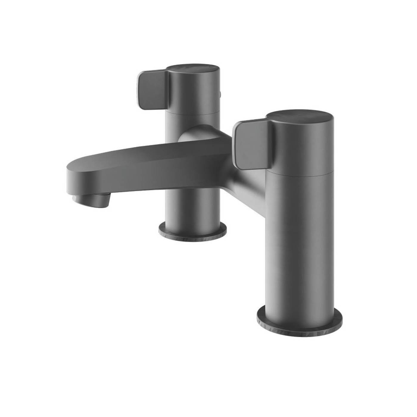 Swirl Bath Filler Tap Mixer Black Dual Lever 1/4 Turn Modern Bathroom Faucet - Image 2
