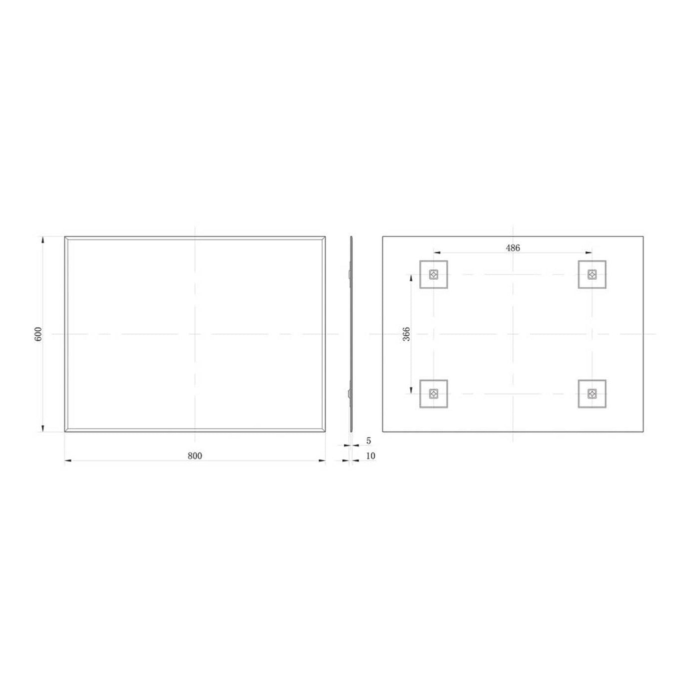 Nevarda Bathroom Mirror Plain 600mm x 10mm x 800mm - Image 4
