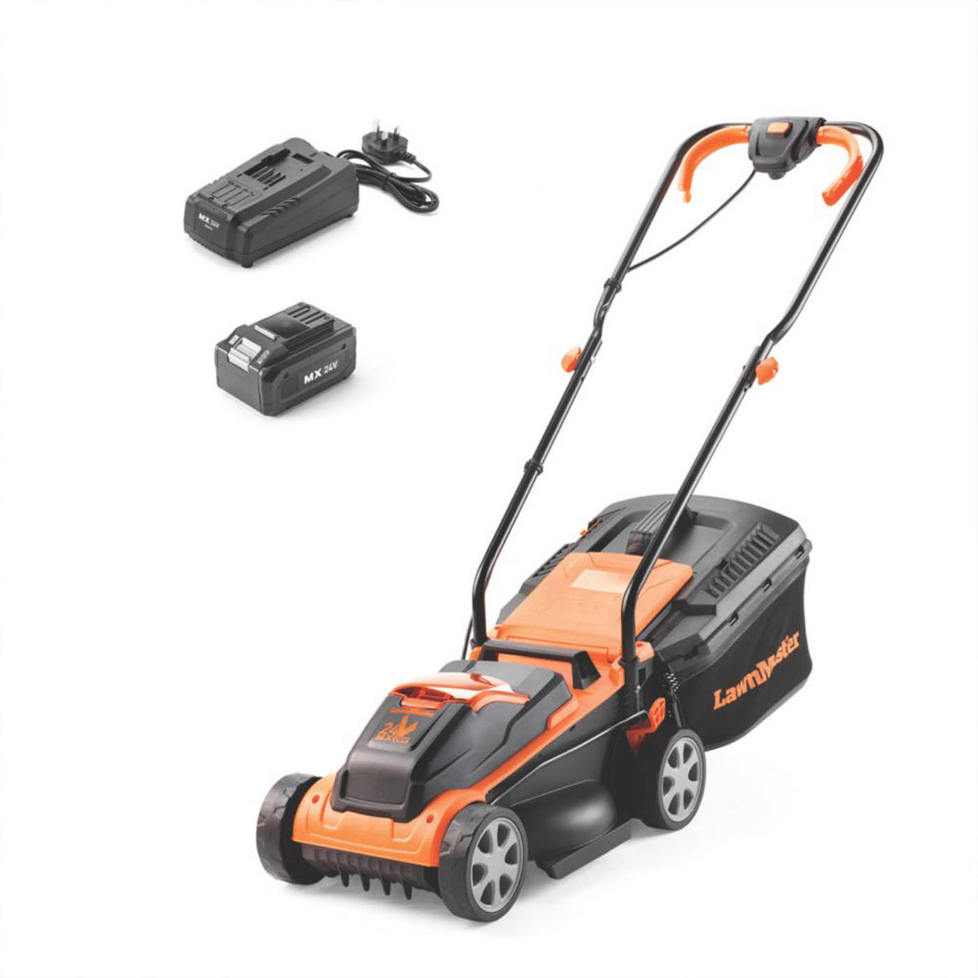 LawnMaster CLM2432K-01 24V 1 x 4.0Ah Lithium MX Brushless Cordless 32cm Rotary Lawn Mower - Image 1