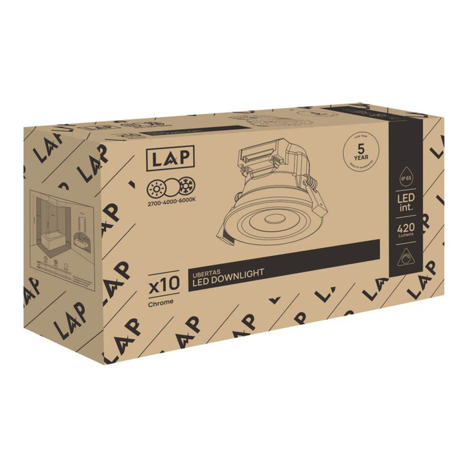 LAP Downlight Integrated LED Variable White Polished Chrome Dimmable 10 Pack - Image 6