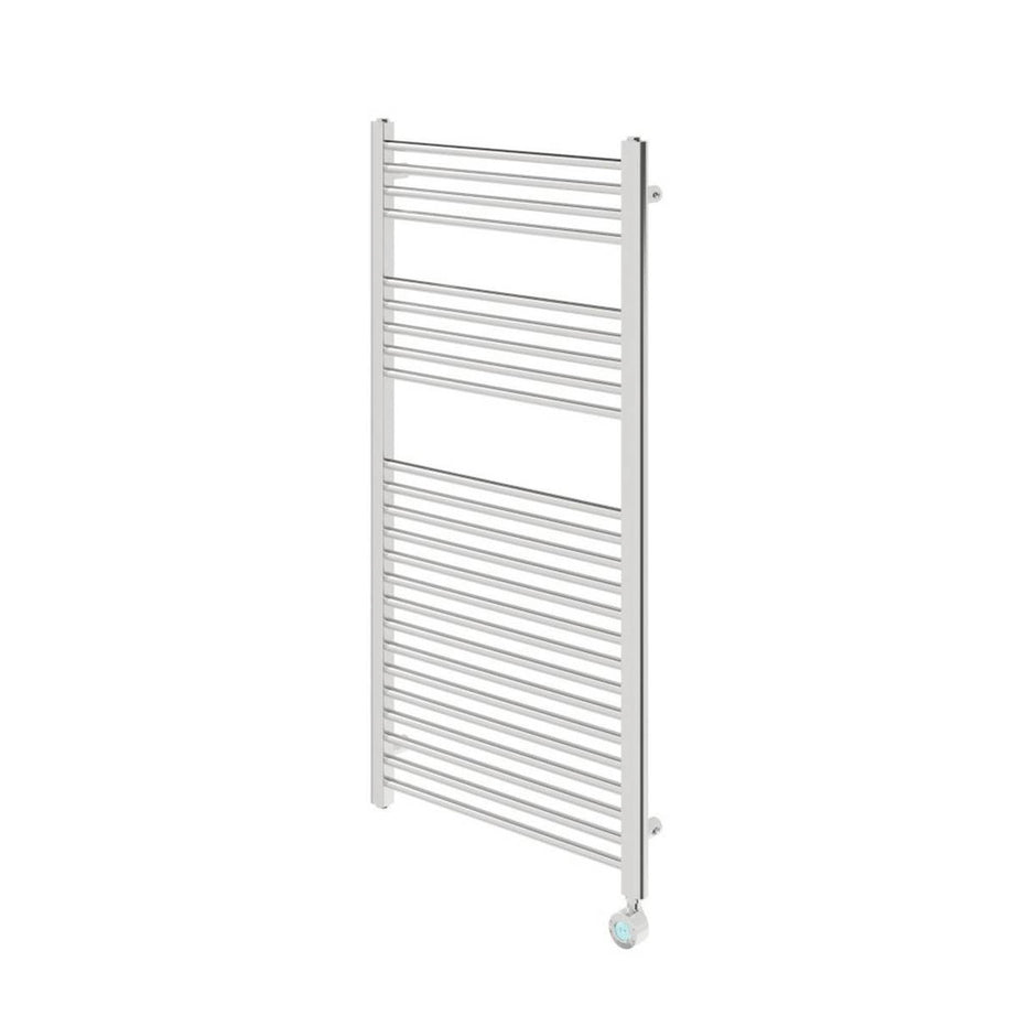 Flomasta Towel Radiator Electric Flat Chrome Programmable 1200mm x 600mm 1364BTU - Image 1