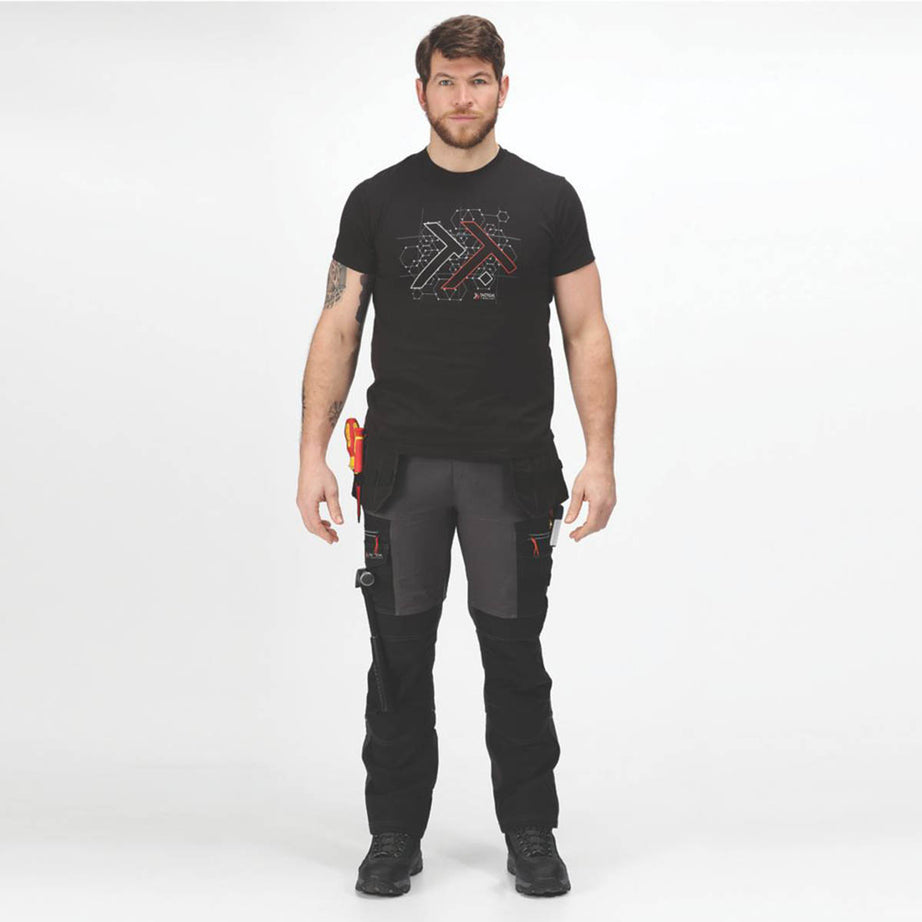 Regatta Work Trousers Mens Classic Fit Grey Black Stretch Multi Pocket 46W 33L - Image 5
