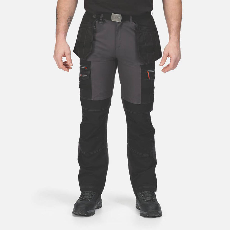 Regatta Work Trousers Mens Classic Fit Grey Black Stretch Multi Pocket 46W 33L - Image 6