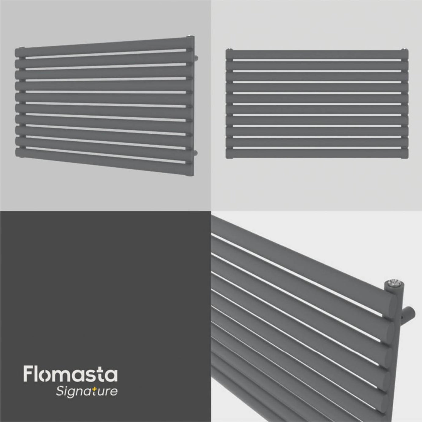 Flomasta Designer Radiator 2189BTU Anthracite Horizontal Single Panel 60x100cm - Image 6