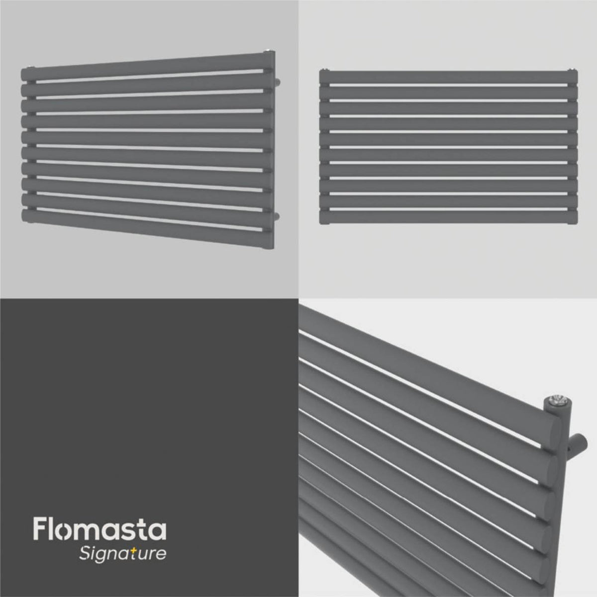 Flomasta Designer Radiator 2189BTU Anthracite Horizontal Single Panel 60x100cm - Image 6