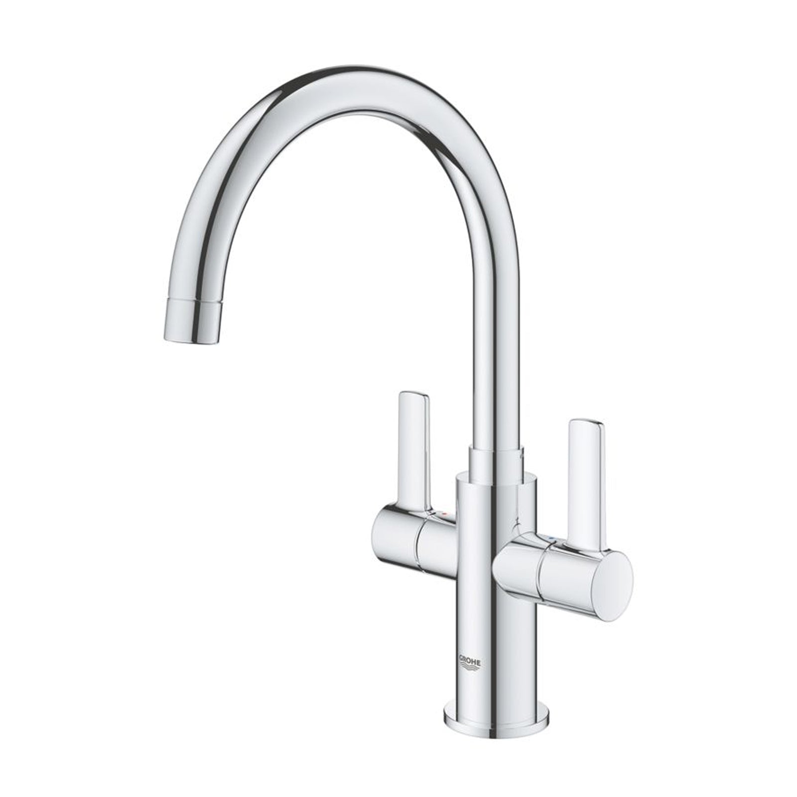 Kitchen Tap Mono Mixer Double Lever Chrome Ceramic Disc Swivel Spout Faucet - Image 1