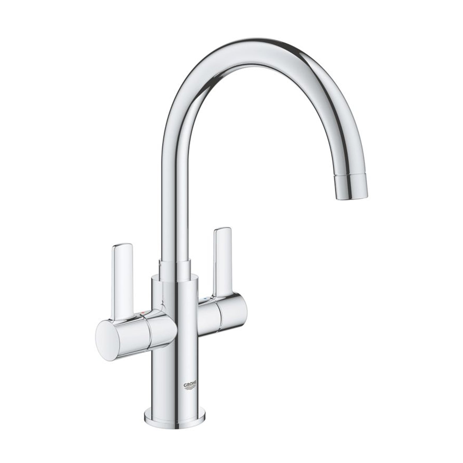 Kitchen Tap Mono Mixer Double Lever Chrome Ceramic Disc Swivel Spout Faucet - Image 2
