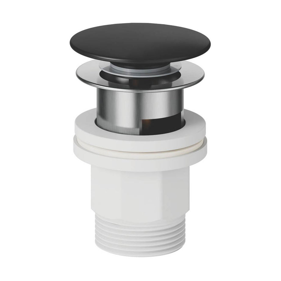 Swirl Basin Mixer Tap Mono Black Brass With Clicker Waste Modern 151mm - Image 3