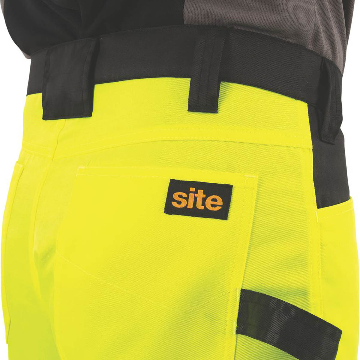 Site Hi-Vis Work Trousers Mens Ovett Regular Fit Yellow Black Reflective 36W 32L - Image 6