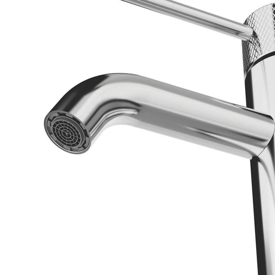 Swirl Basin Mixer Tap Mono Single Lever Chrome Brass With Clicker Waste 143mm - Image 2