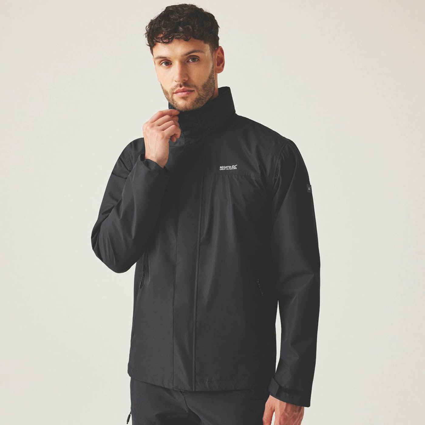 Regatta Work Jacket Mens Black Waterproof Hooded Coat Large Size 42in Chest - Image 3