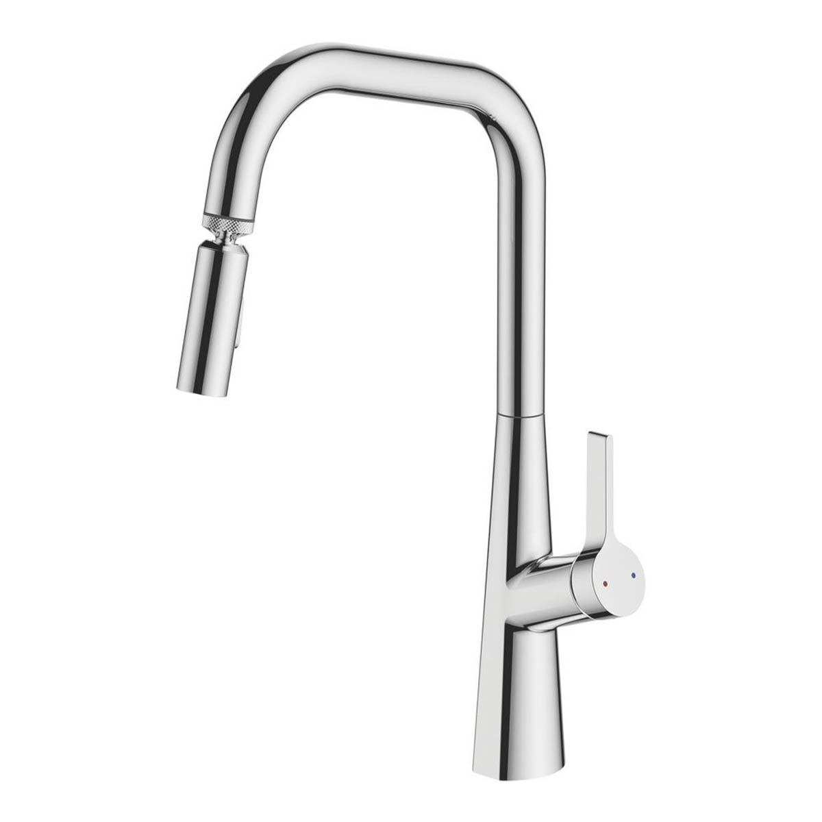 Swirl Kitchen Tap Mixer Chrome Single Lever Pull Out Swivel Spout Modern Faucet - Image 1