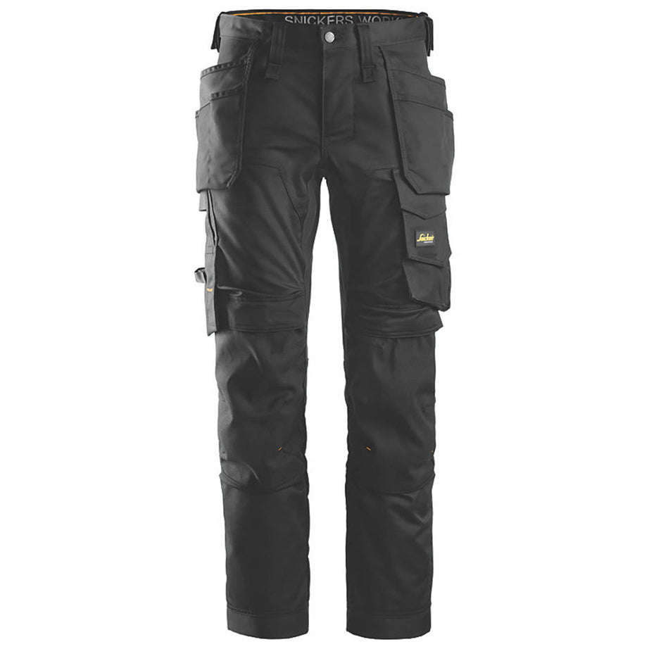 Snickers Work Trousers Mens Slim Fit Black Stretch Multi Pockets 30"W 30"L - Image 1