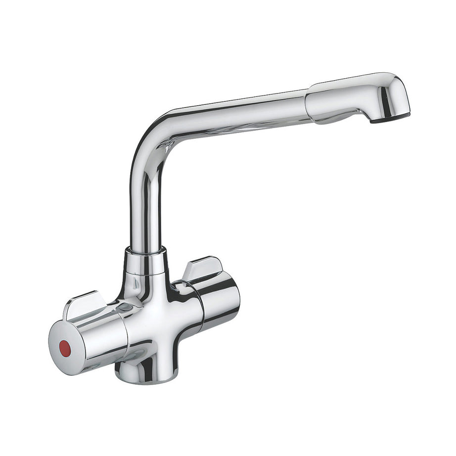Bristan Kitchen Tap Monoblock Mixer Chrome Double Lever Swivel Spout Faucet - Image 2