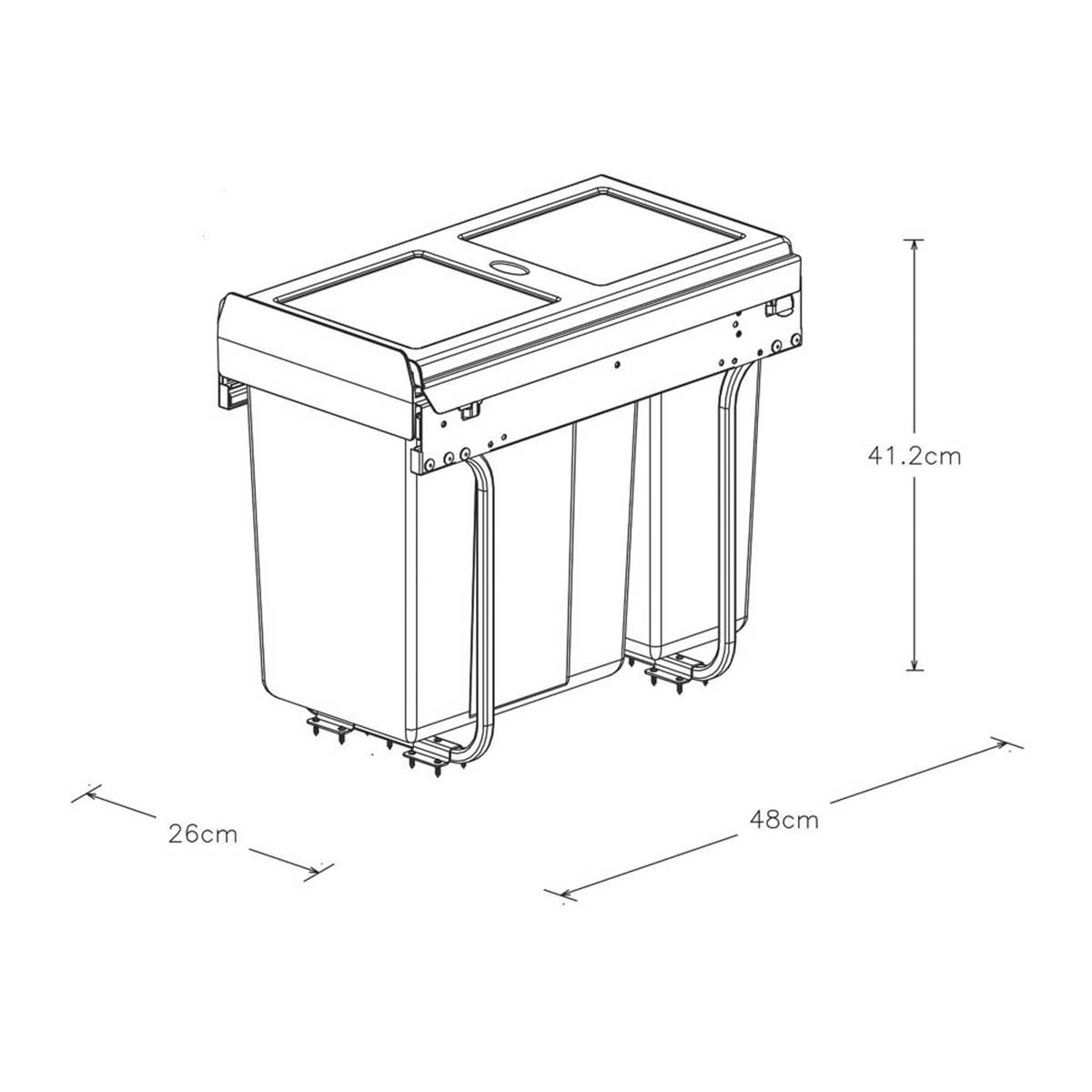 Pull-Out Kitchen Waste Bin Double Soft Close Anthracite Handles For Base 26Ltr - Image 5