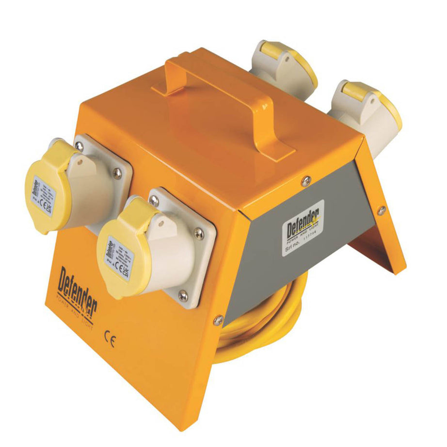 Defender 4-Way Splitter Box 3m 110V 16A Sturdy Extension Lead Handle Portable - Image 4