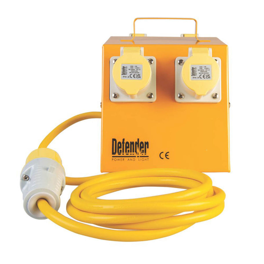 Defender 4-Way Splitter Box 3m 110V 16A Sturdy Extension Lead Handle Portable - Image 5