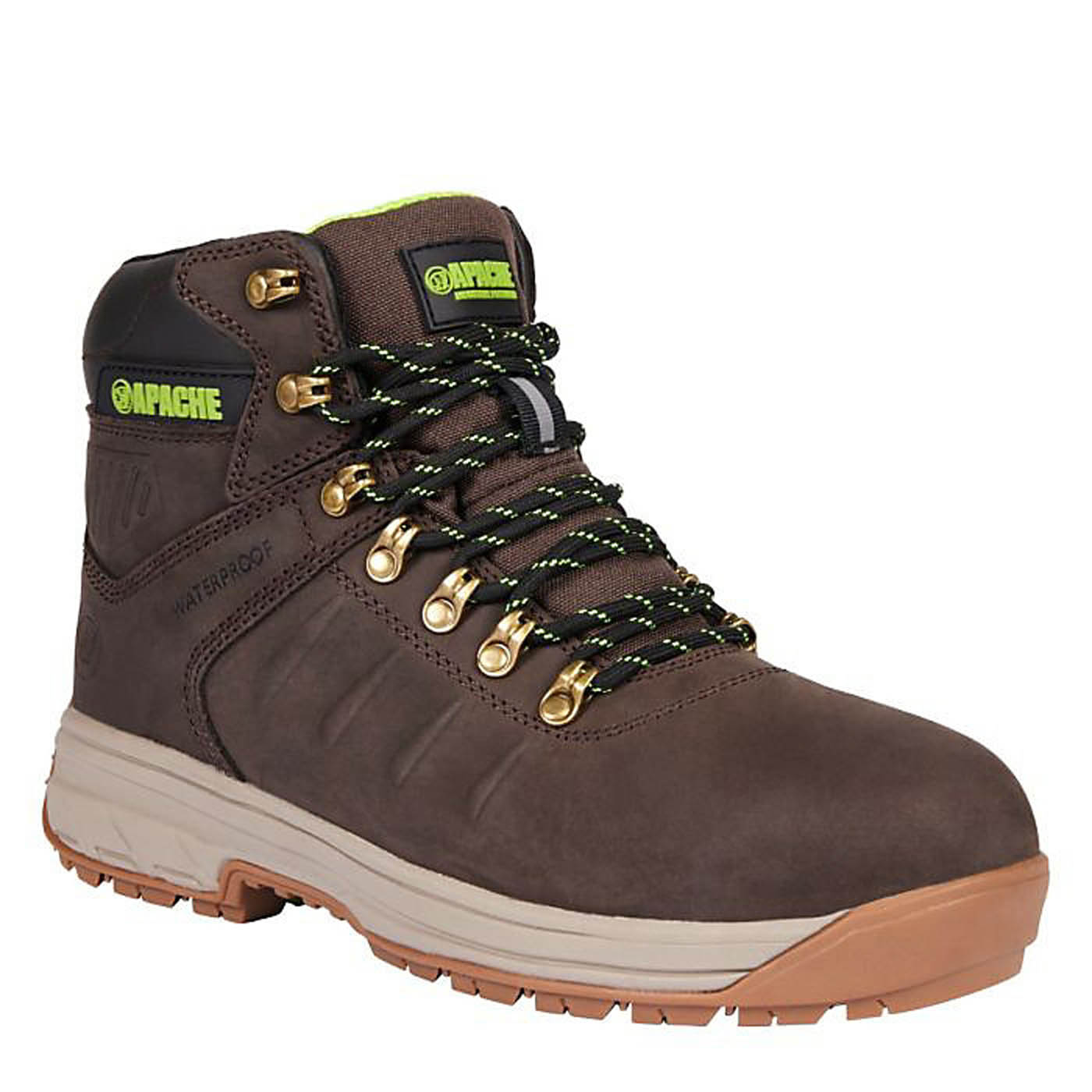 Apache Safety Boots Mens Standard Fit Brown Waterproof Aluminium Toe Size 10 - Image 1