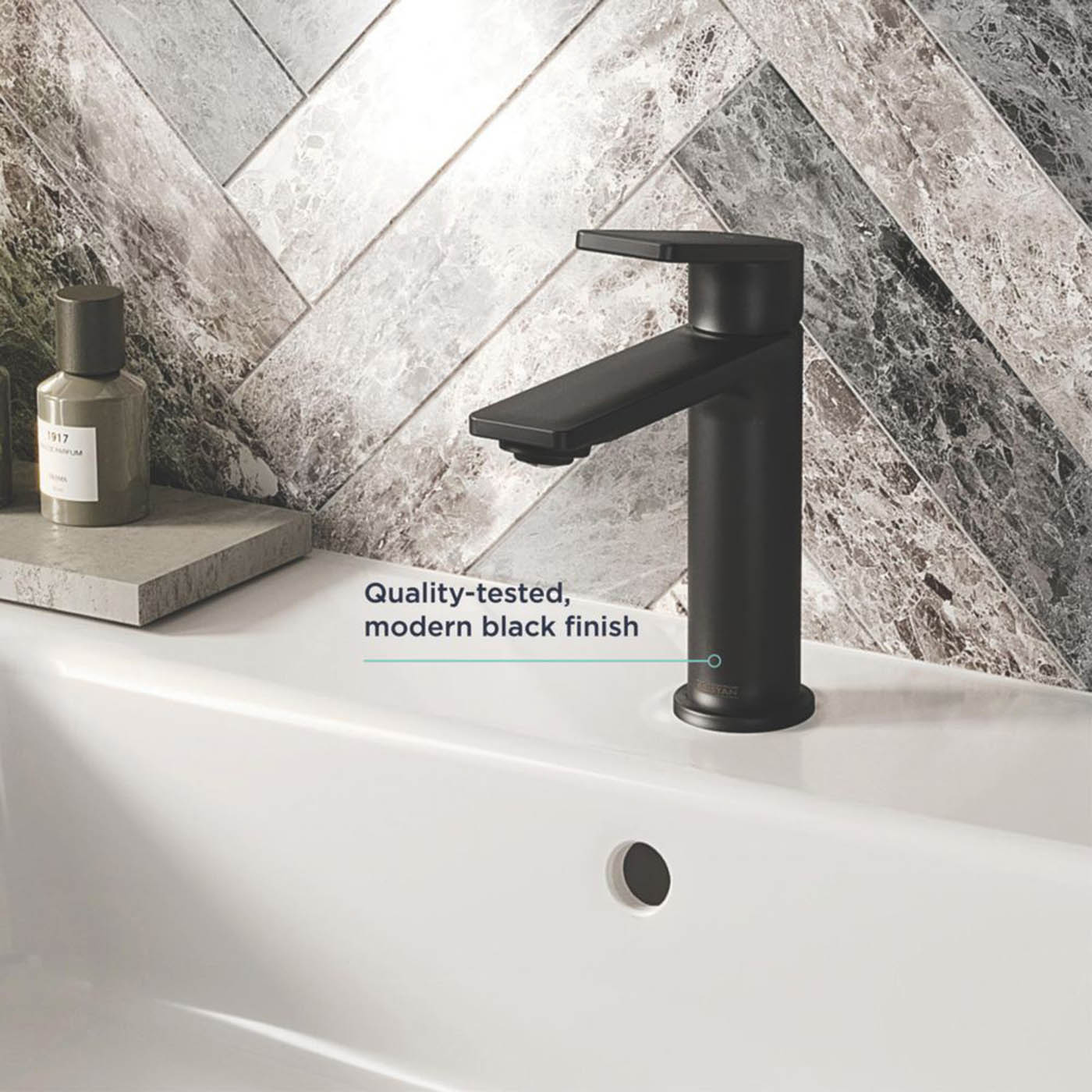 Bristan Bathroom Sink Tap Frammento Single Lever Mono Basin Mixer Black 170mm - Image 2