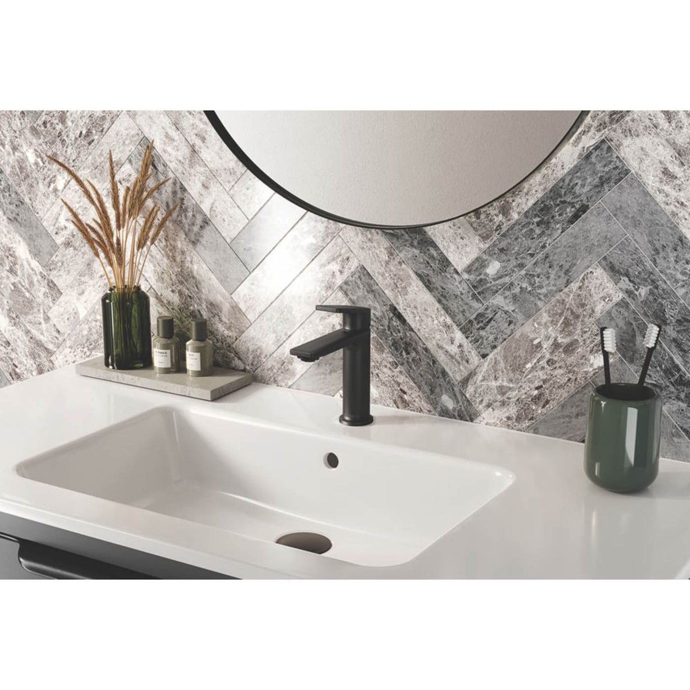 Bristan Bathroom Sink Tap Frammento Single Lever Mono Basin Mixer Black 170mm - Image 4